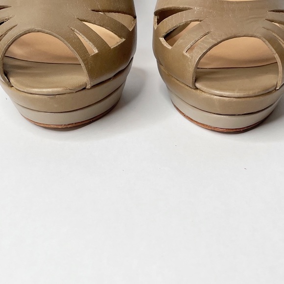 L.A.M.B. Leather Platform Peep-Toe Laser Cutout Heel - Picture 5 of 14